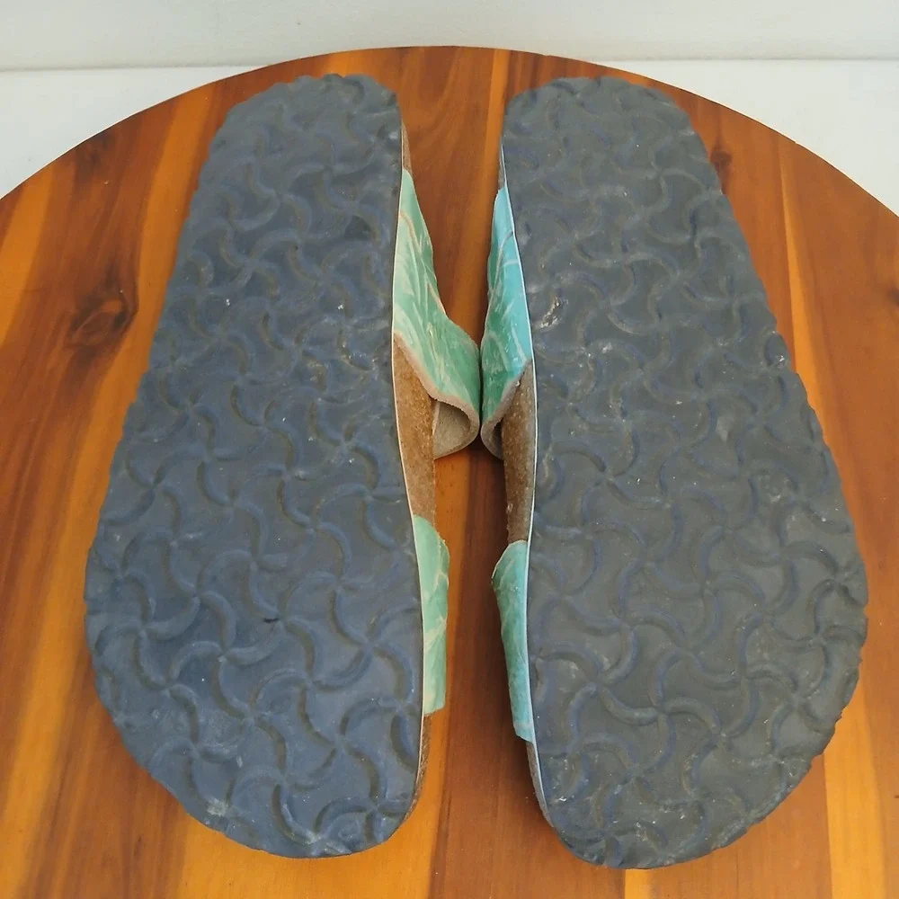 Birkenstock Salina Womens 37 Teal Slides Sandals Corkboard Straps